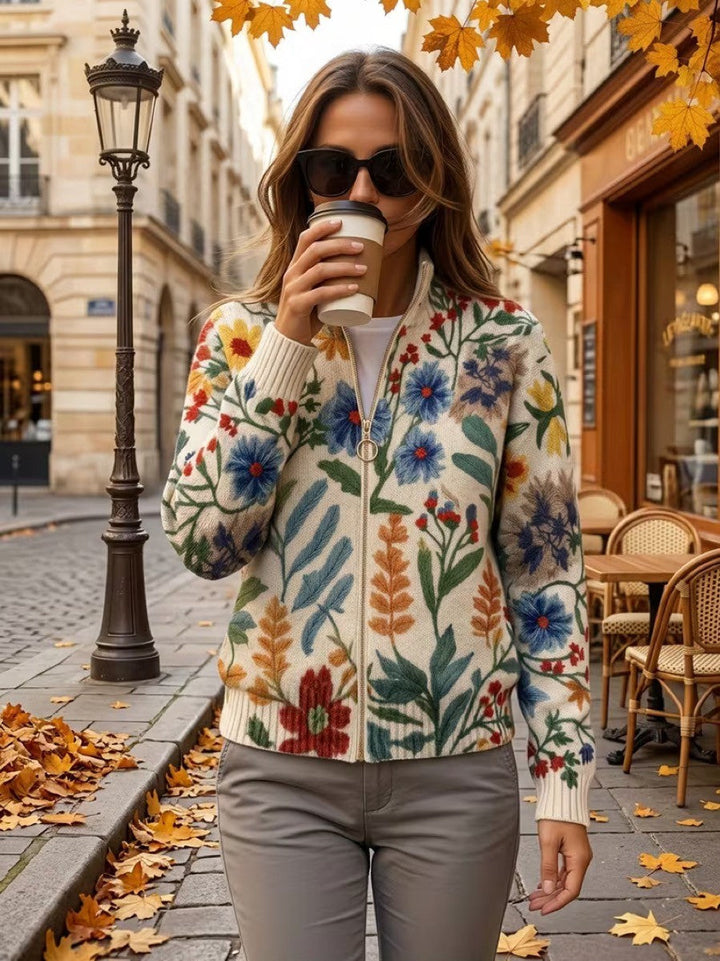 Tabitha™ | Cardigan Zippé Floral du Jardin Botanique