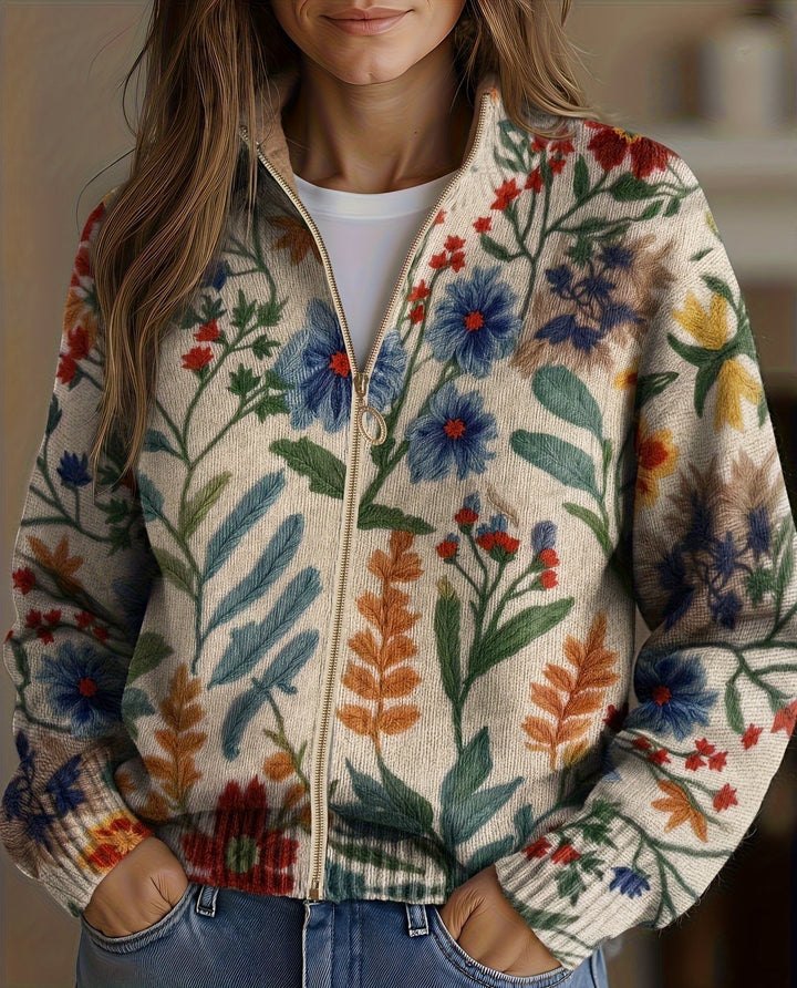 Tabitha™ | Cardigan Zippé Floral du Jardin Botanique