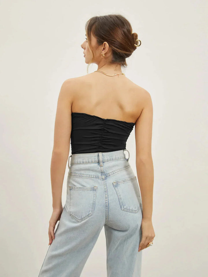 Top corset noir femme à décolleté cœur