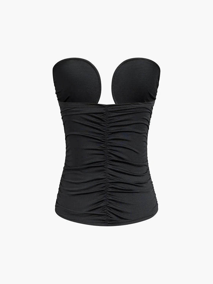 Top corset noir femme à décolleté cœur