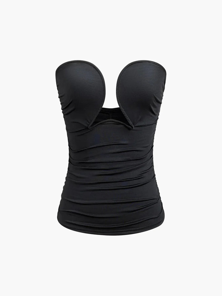 Top corset noir femme à décolleté cœur