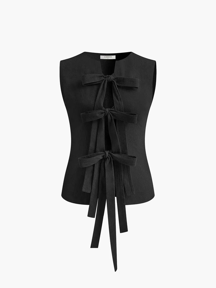 Top femme sans manches avec nœuds ajustables dans le dos