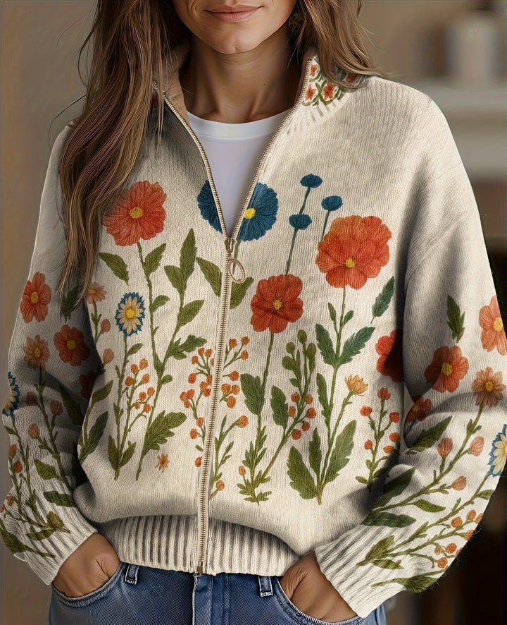 Wrenna™ | Cardigan zippé en imprimé de fleurs sauvages