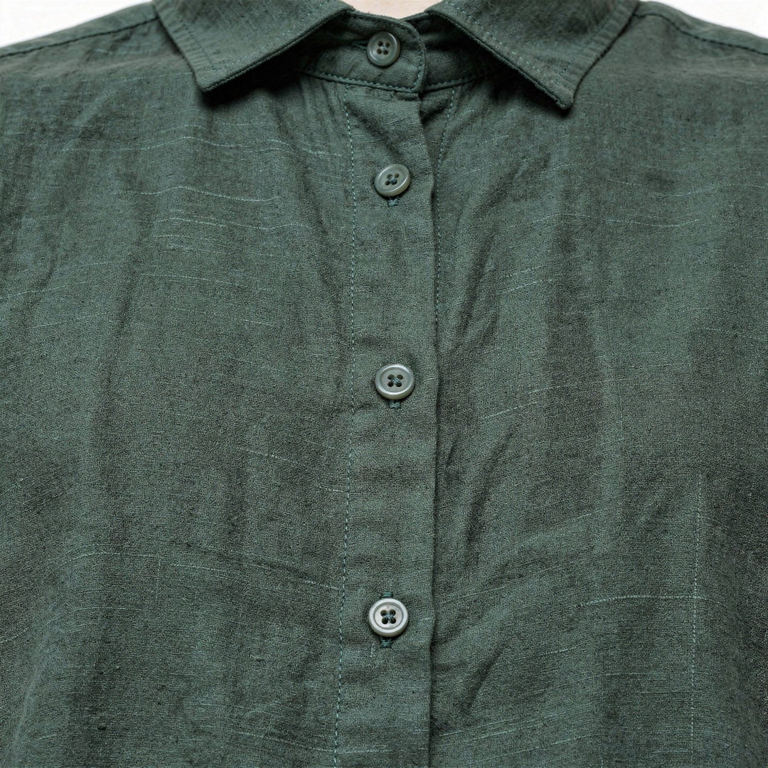 Blouse Oversize en Coton-Lin – Haut Femme à Manches Longues Décontracté
