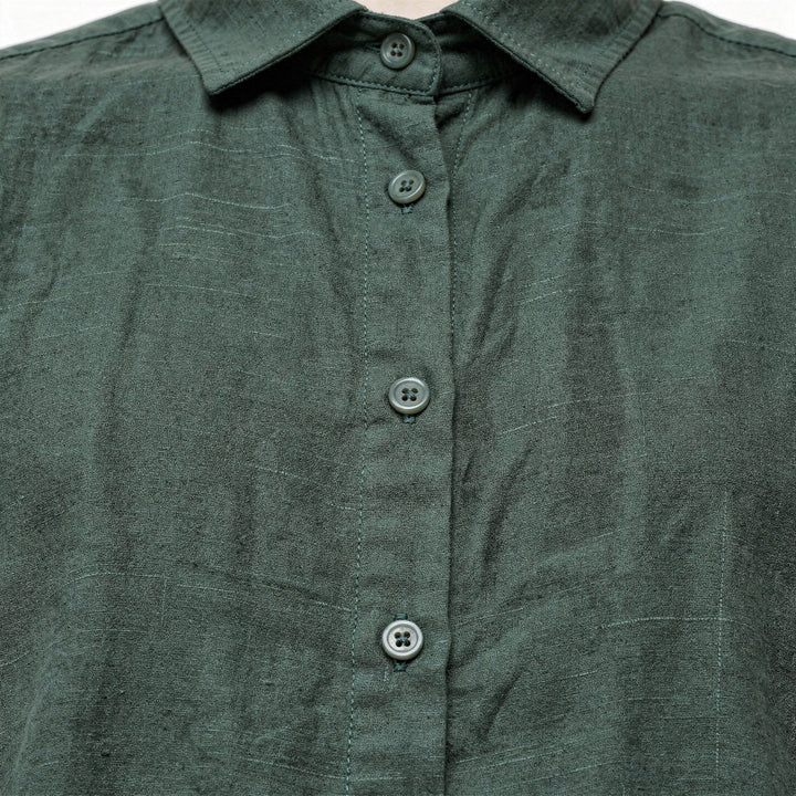 Blouse Oversize en Coton-Lin – Haut Femme à Manches Longues Décontracté